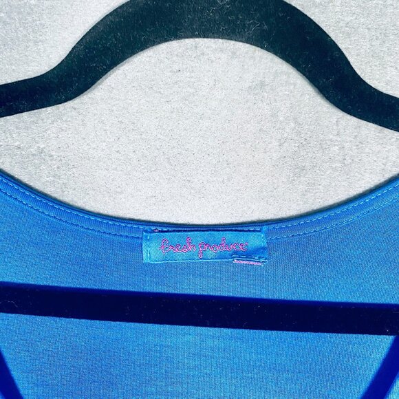 Fresh Produce Dress Womens M Blue Cotton Blend Maxi Asymmetric - Picture 4 of 14